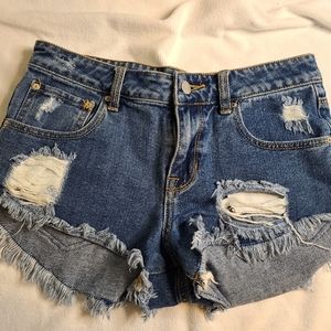 P.S. Erin Wasson Jean Shorts crochet/knit pockets